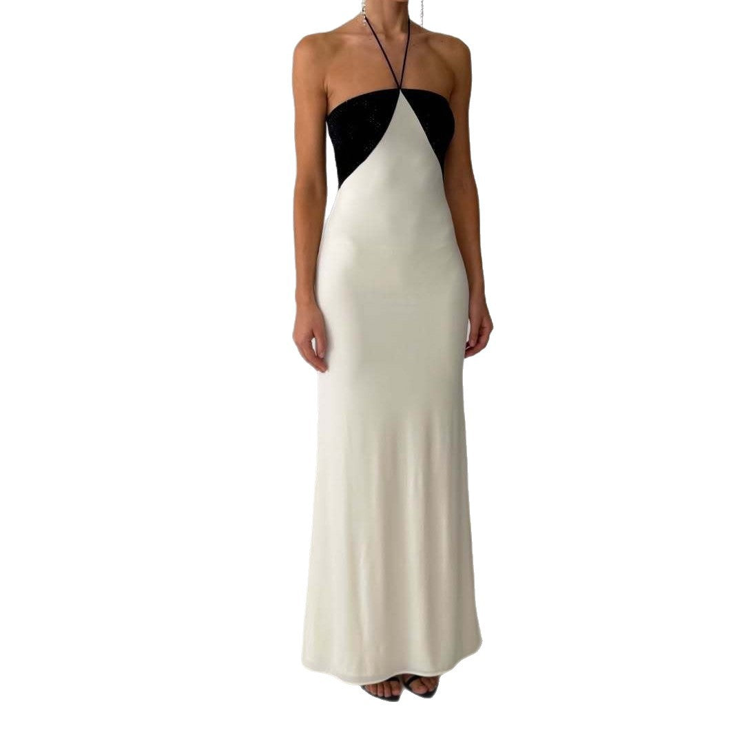 Ladies Elegant Evening Dress with Shimmering Top and Slim Fit StylebySassy