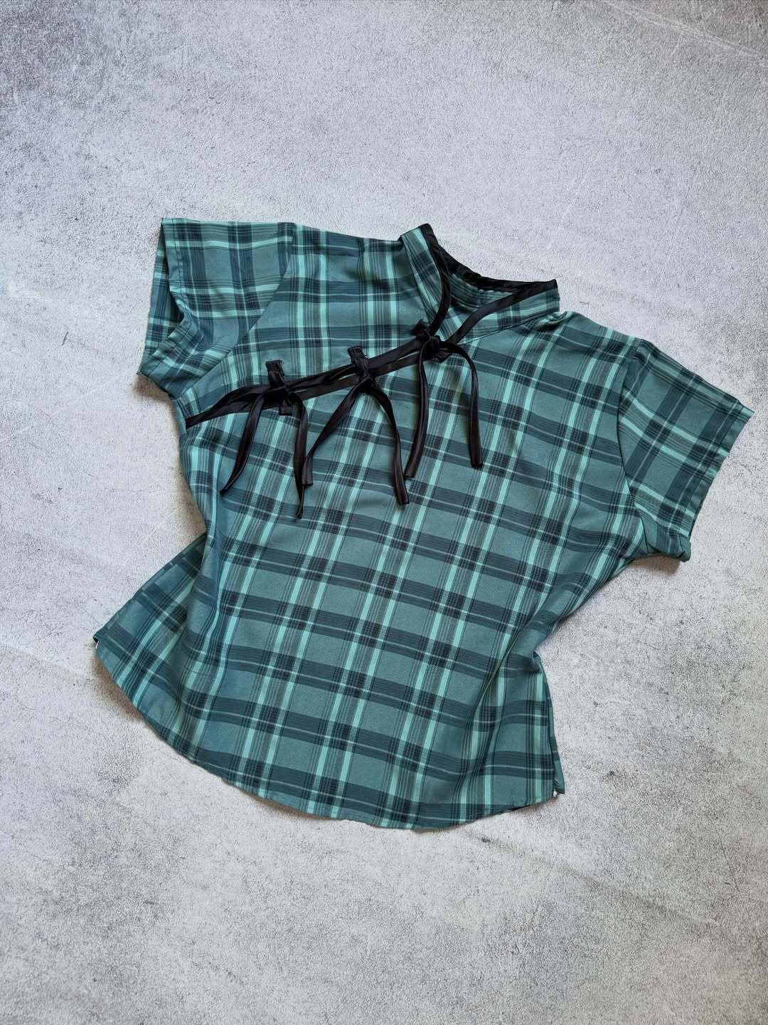 Women's Urban Check Top with Sophisticated Ruffle Details StylebySassy