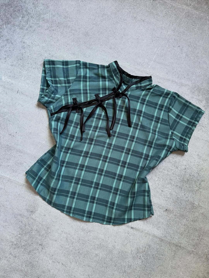 Women's Urban Check Top with Sophisticated Ruffle Details StylebySassy