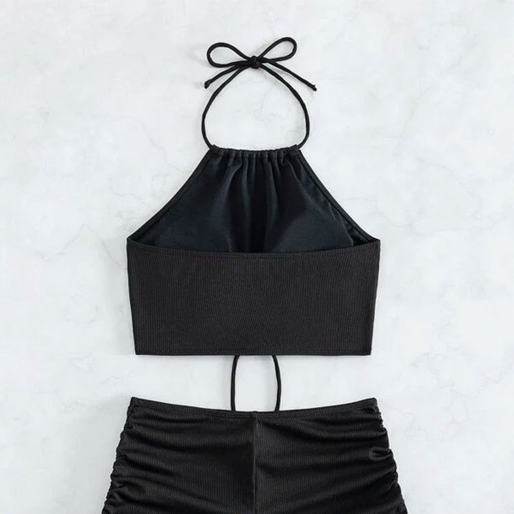 Women's Sporty High-Neck Bikini Set with Ruffles StylebySassy