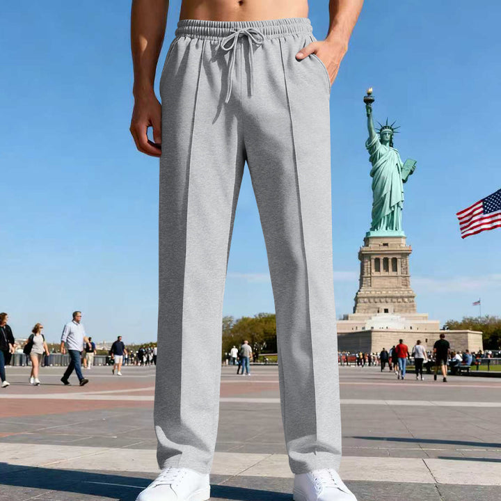 Men's casual-elegant pleated sweatpants with crease, elastic drawstring waistband and side pockets StylebySassy