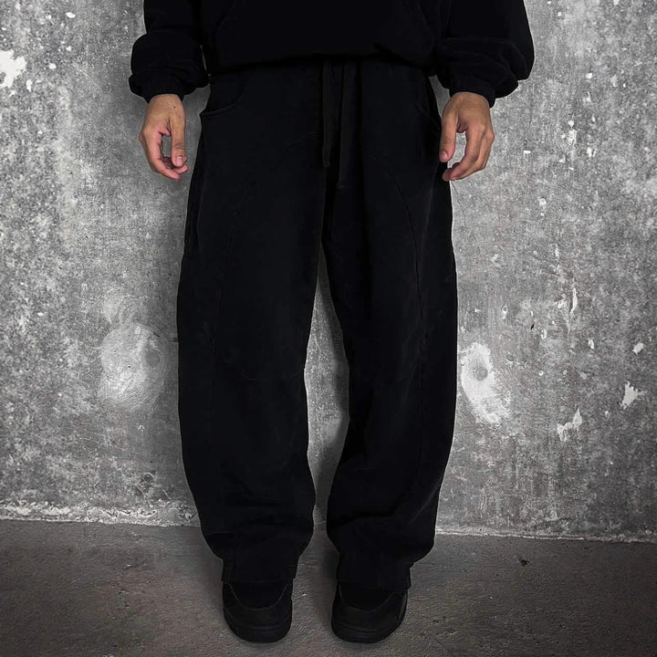 Men's Nan Oversized Leisure Joggers with Curved Seam Details, Drawstring Waistband and Elastic Leg Openings StylebySassy