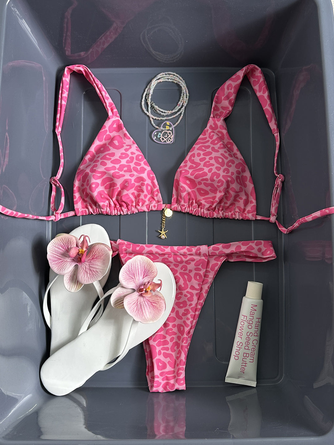 Women's triangle bikini with leopard design and adjustable straps StylebySassy