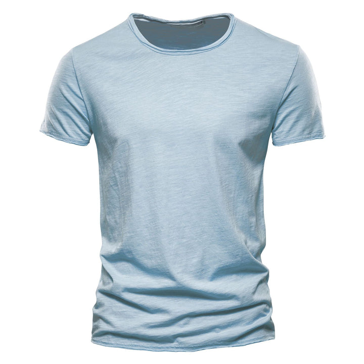 Men's lightweight cotton shirt with round neckline and slim fit StylebySassy