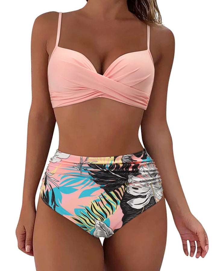 Women's high-waisted bikini set with elegant wrap design StylebySassy
