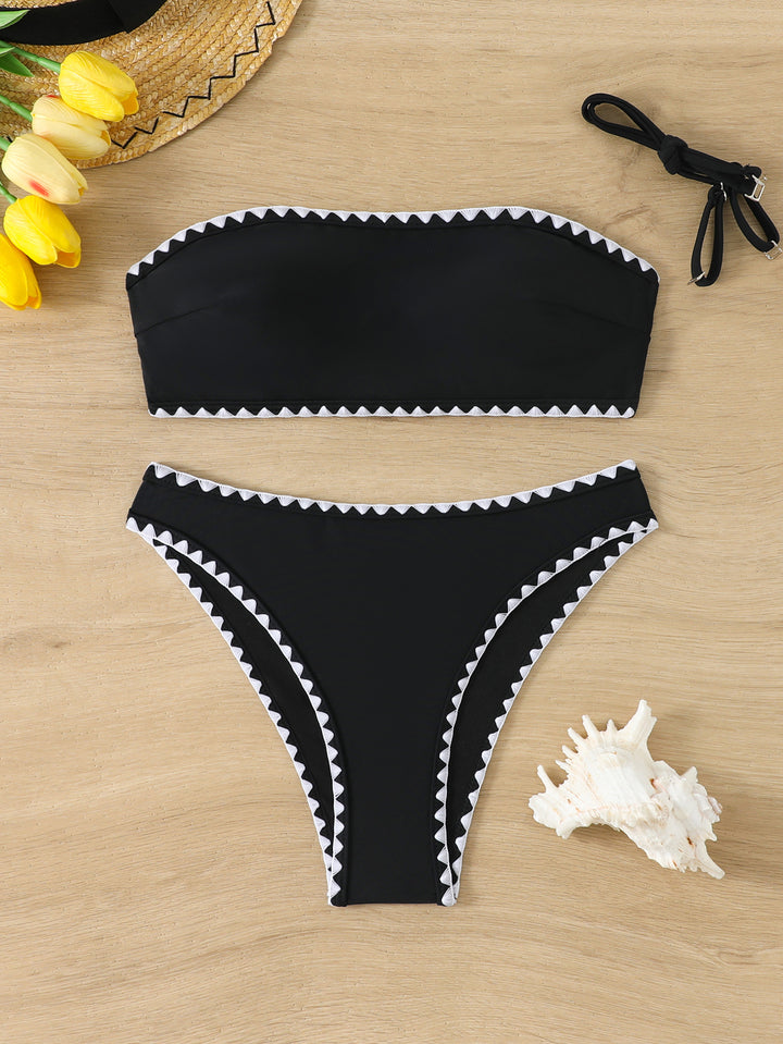 Women's Bandeau Bikini with Geometric Details StylebySassy