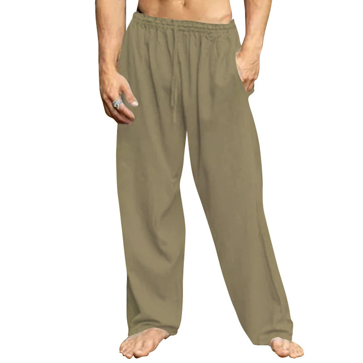 Men's relaxed trousers with wide leg elastic drawstring waistband and side pockets StylebySassy