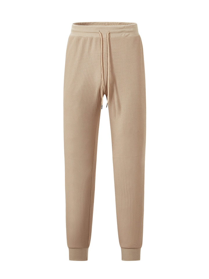 Men's fine-structured jersey lounge pants tapered cut with drawstring waistband and ribbed leg openings StylebySassy