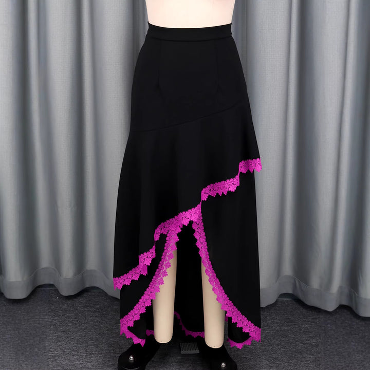 Ladies elegant maxi skirt with floral lace accents StylebySassy