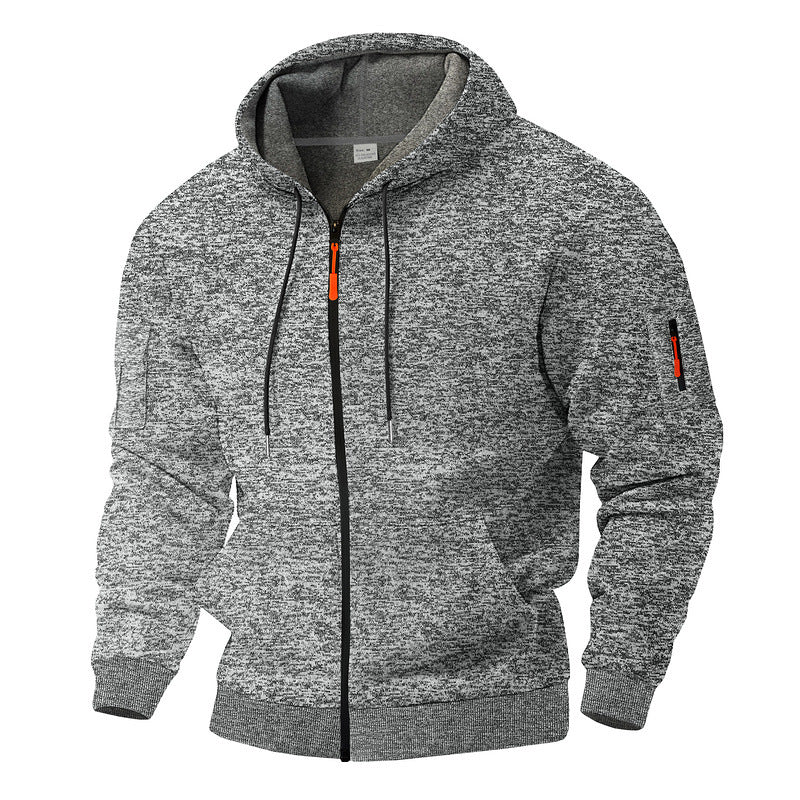 Men's casual hoodie jacket with full zipper and arm pocket StylebySassy