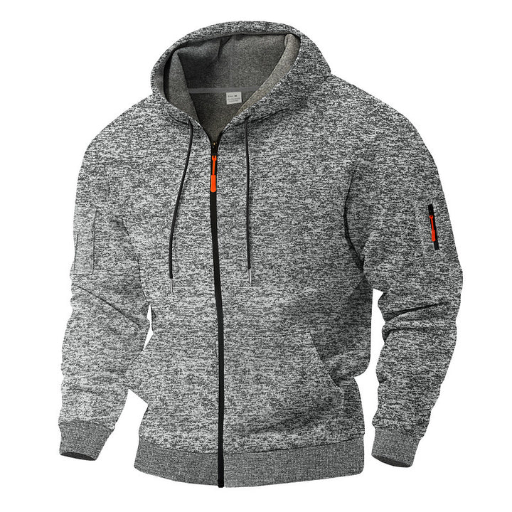 Men's casual hoodie jacket with full zipper and arm pocket StylebySassy