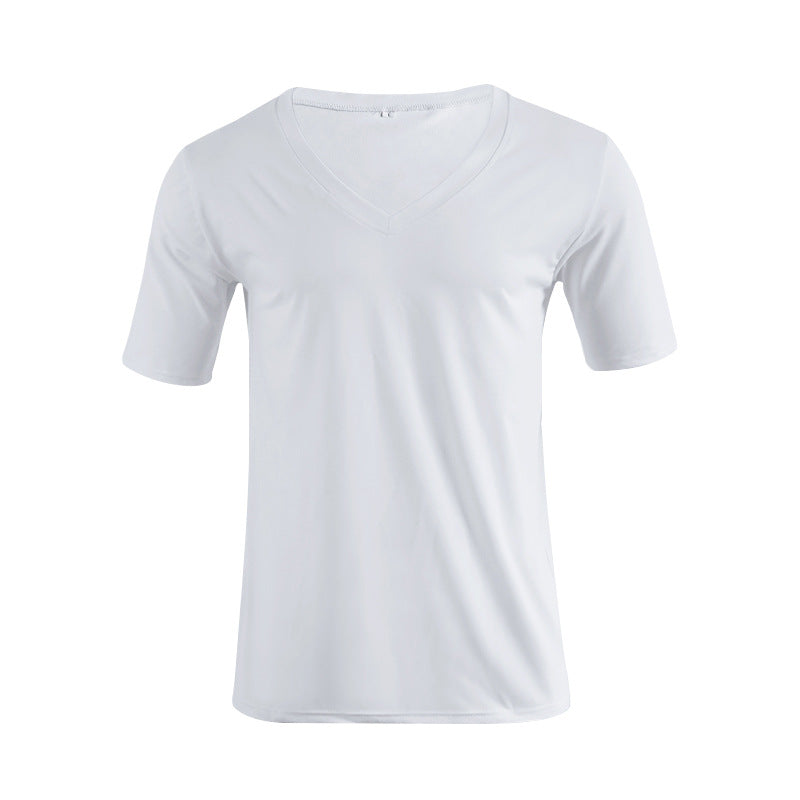 Men's V-neck T-shirt made of fine jersey with slim silhouette and flat seams StylebySassy