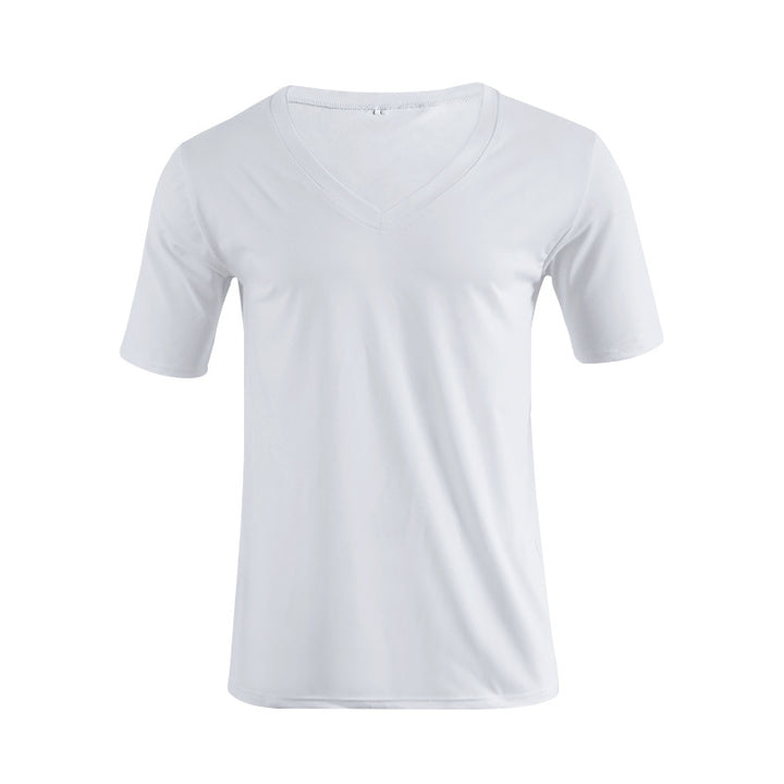 Men's V-neck T-shirt made of fine jersey with slim silhouette and flat seams StylebySassy