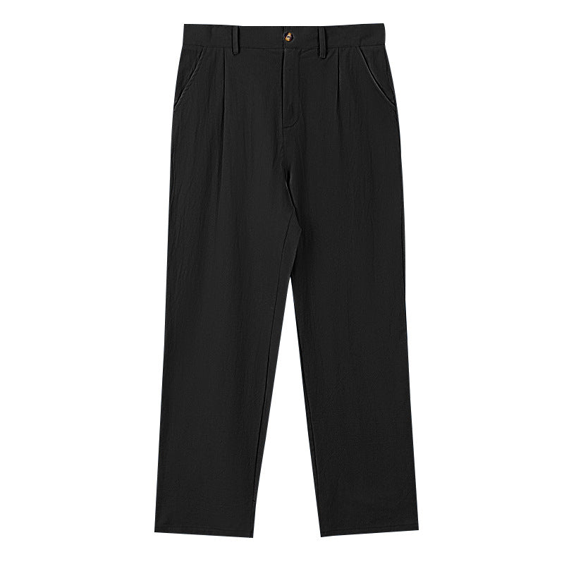 Men's elegant pleated trousers made of lightweight cotton blend with straight cut and belt loops StylebySassy