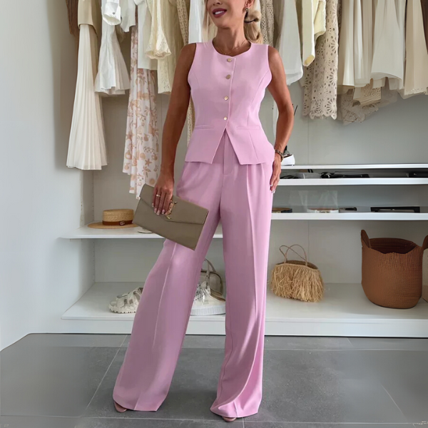 Women’s Vest and Trouser Set with Sleeveless Top Straight Leg