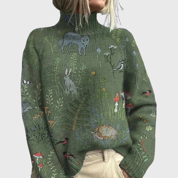 Women's Sweater | All-Over Print Turtleneck