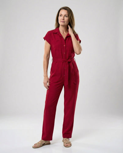 Short Sleeve Jumpsuit Women with Waist Belt