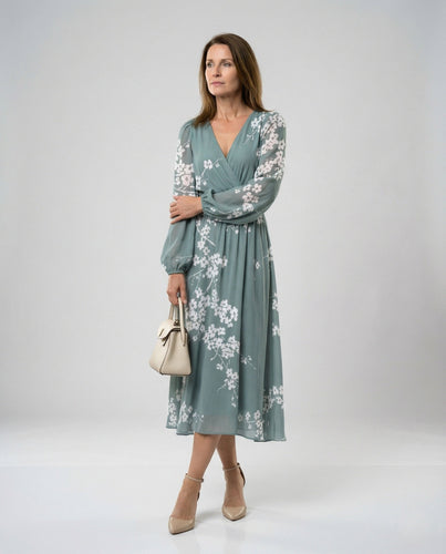 Ladies Midi Dress Chiffon elegant