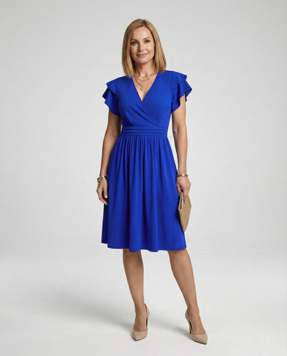 Women's Midi Dress A-Line with Wing Sleeves