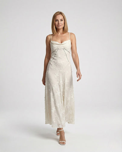 Elegant Maxi Dress with Flower Applique Women