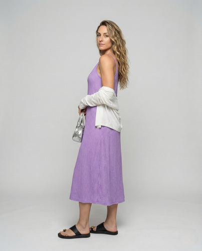 Women's Crinkled Midi Dress with Spaghetti Straps