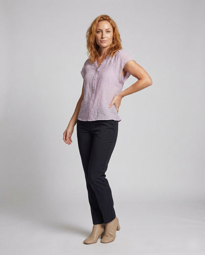 Women's summer blouse with ruffle collar