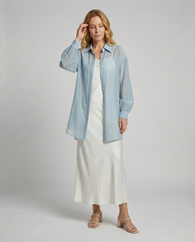 Ladies Oversize Shirt Blouse with Cut Out Back