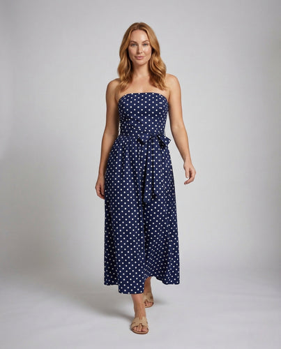 Women Strapless Maxi Dress with Boning