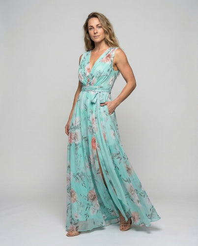 Women Wrap Maxi Dress made of Chiffon