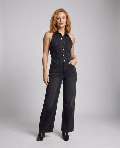 Women’s Halter Jeans Overall Tailored with Wide Leg