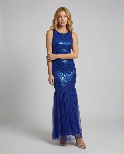 Women's Mermaid Evening Dress Sequins Tulle Skirt