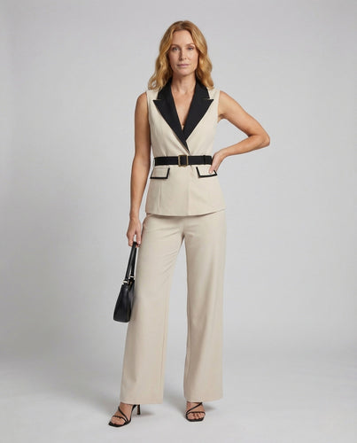 Women's Suit Set Blazer Vest Belt