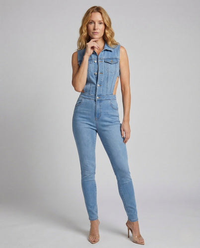 Women's Jeans Jumpsuit Sleeveless Tailored Cutout