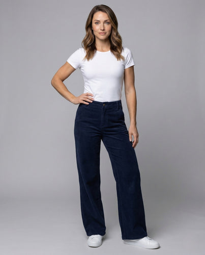 Women's Corduroy Trousers High Waist Wide