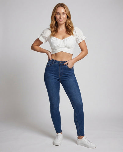 Ladies Crop Top Puff Sleeve Bow