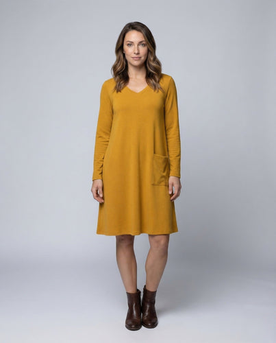 Women’s Knit Dress A-Line Long Sleeve Pockets