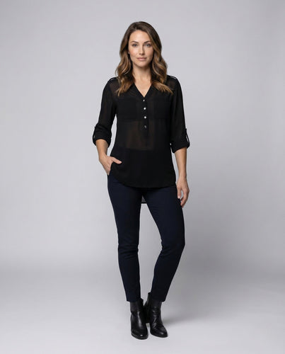 Women's Chiffon Tunic Blouse V Neck