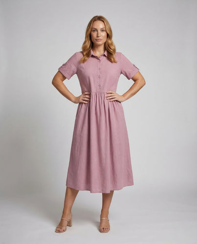 Women's Shirt Dress with Gathered Waist