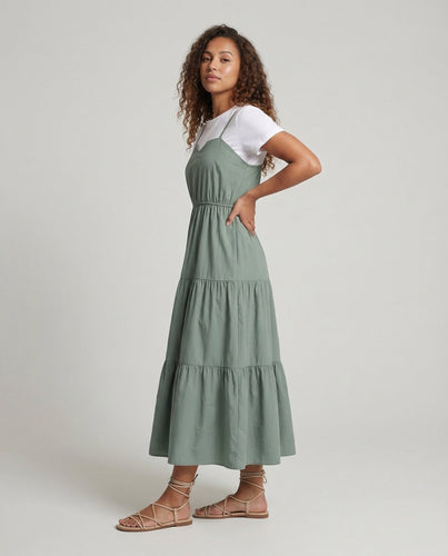 Women’s Midi Dress Layer Ruffle