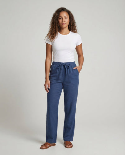 Ladies Linen Trousers Wide drawstring