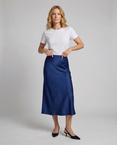 Women's Satin Midi Skirt Asymmetrical Cut