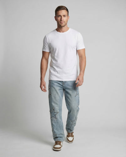 Unisex Jeans Wide Star Application