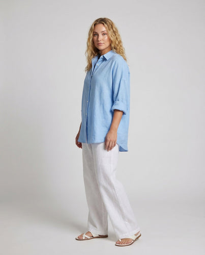 Women's Oversized Linen Blouse Balloon Sleeves