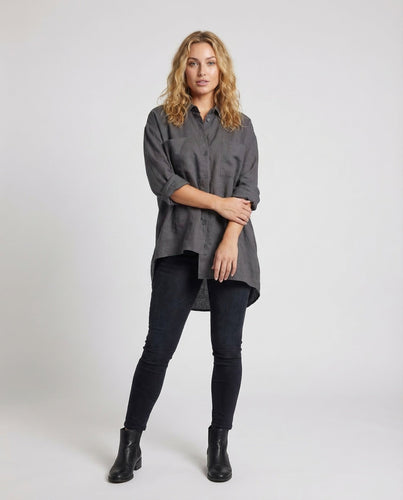Women's Oversize Long Blouse Asymmetrical Hem
