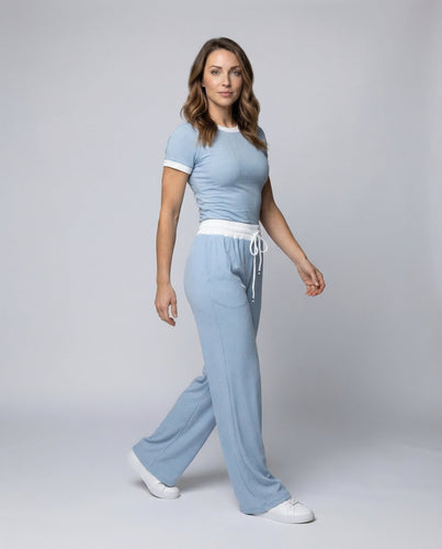 Women's ribbed leisure set palazzo pants