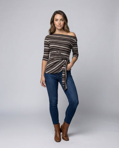 Women's Off-the-Shoulder Fine Knit Sweater Wrap Waist