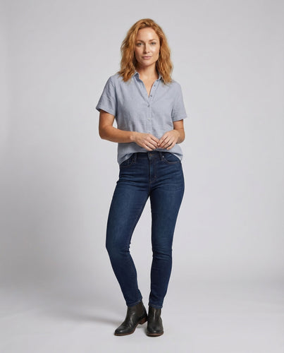 Women's Summery Linen Blend Blouse V-Collar