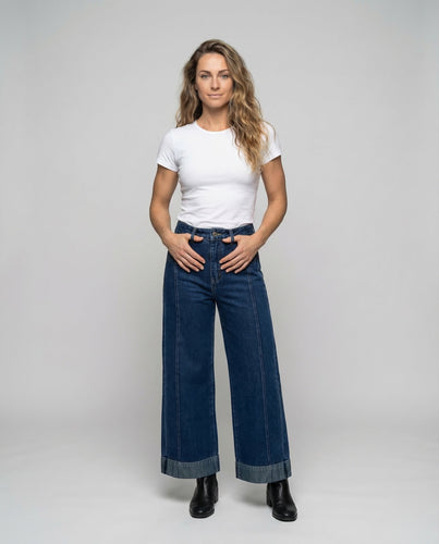 Women's culotte jeans pants high waist