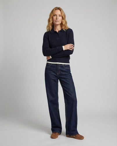 Women's Wide Jeans Pants with Creases