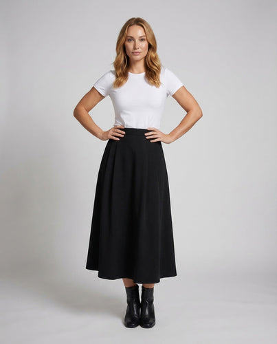Women's Ankle-Length A-Line Skirt with Seams